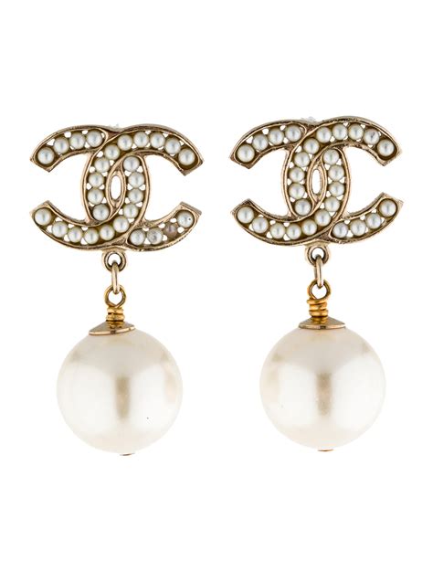 chanel earrings with pearl drop price|Chanel earrings original.